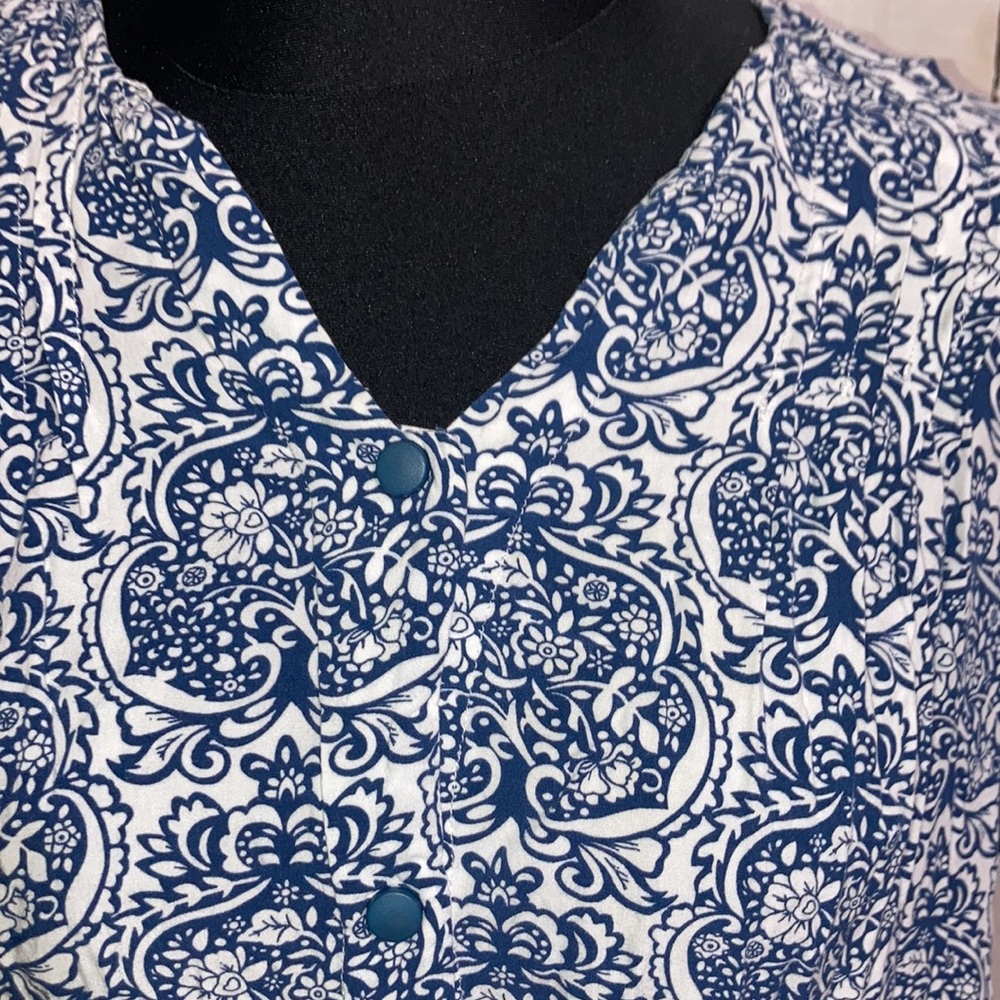 Yozly Blue And White Button Front Dress size M